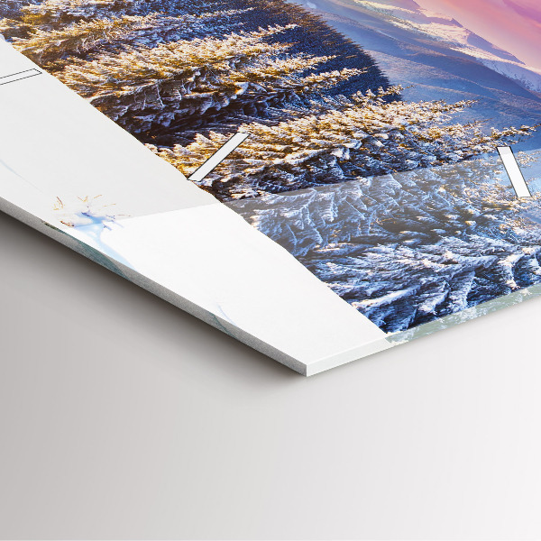 Skleněné hodiny čtvercové Zimní horská krajina