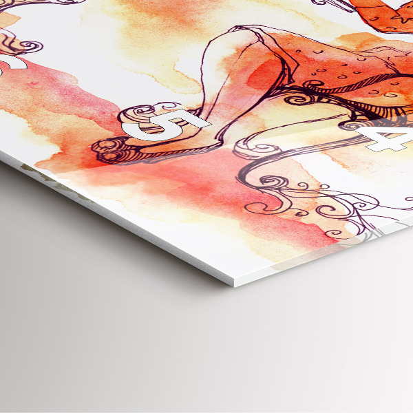 Skleněné hodiny čtvercové Žena pije čaj