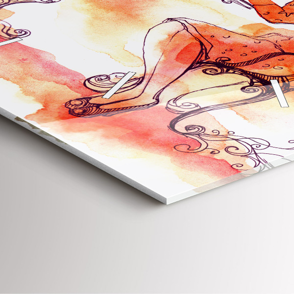 Skleněné hodiny čtvercové Žena pije čaj