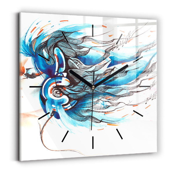 Skleněné hodiny čtvercové Ilustrace sluchátka