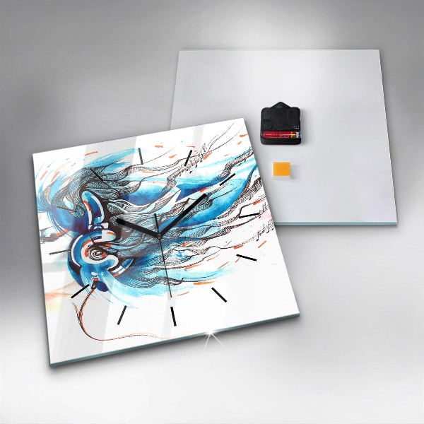 Skleněné hodiny čtvercové Ilustrace sluchátka