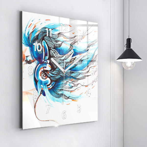 Skleněné hodiny čtvercové Ilustrace sluchátka