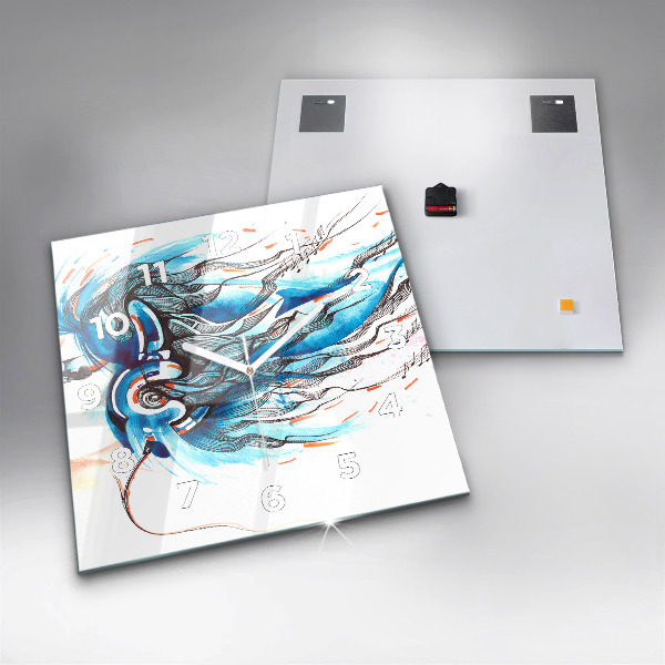 Skleněné hodiny čtvercové Ilustrace sluchátka