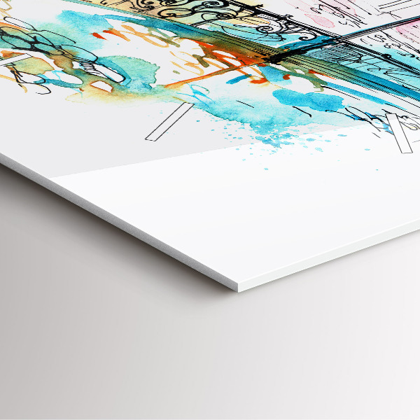 Skleněné hodiny čtvercové Malovaná architektura