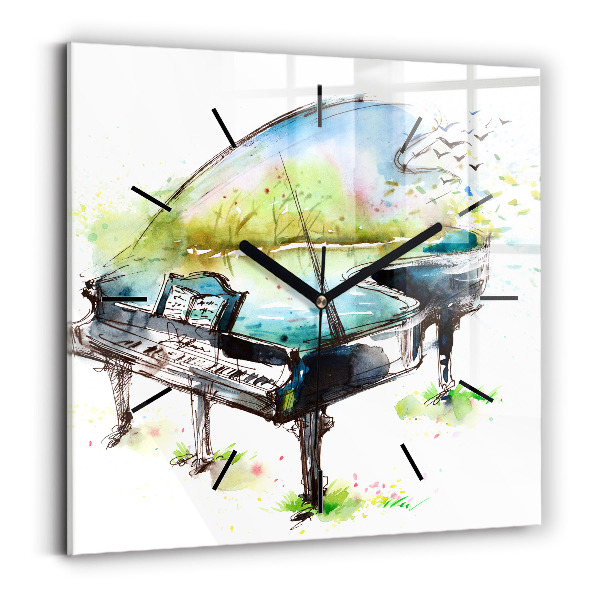 Skleněné hodiny čtvercové Ilustrace 4 ročních období