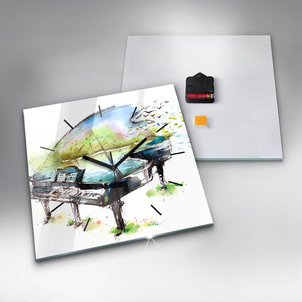 Skleněné hodiny čtvercové Ilustrace 4 ročních období