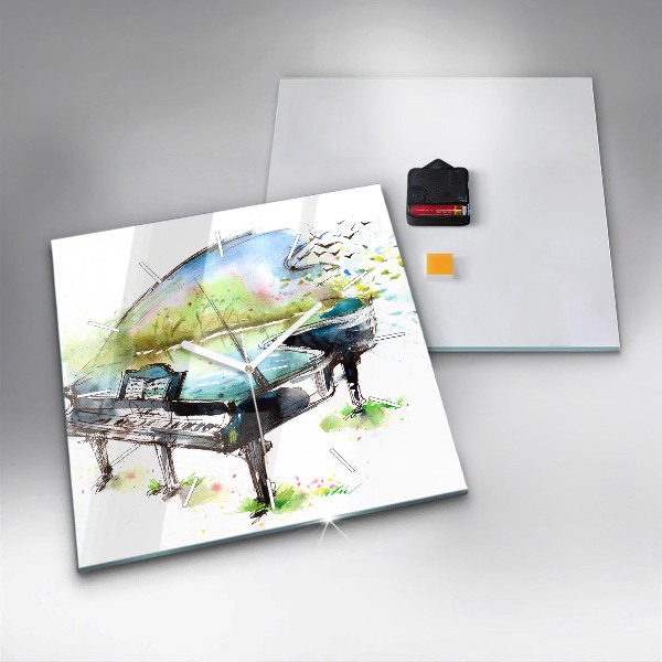 Skleněné hodiny čtvercové Ilustrace 4 ročních období