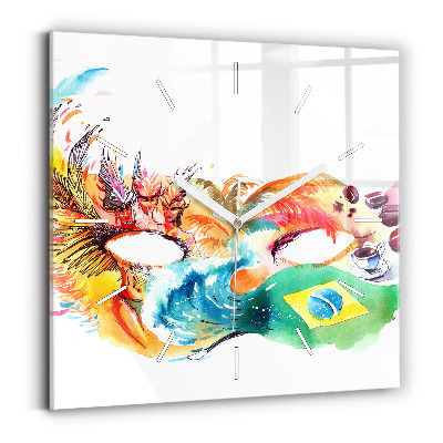 Skleněné hodiny čtvercové Kultura - Vlajka Brazílie