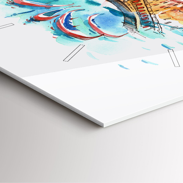 Skleněné hodiny čtvercové Itálie - Benátská gondola