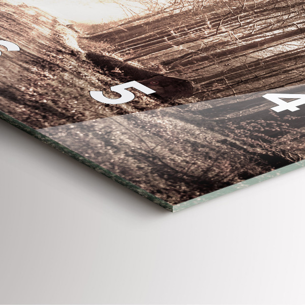 Skleněné hodiny čtvercové Lesní cesta v sépiové barvě