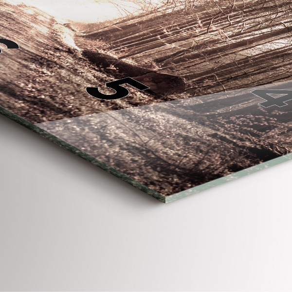 Skleněné hodiny čtvercové Lesní cesta v sépiové barvě