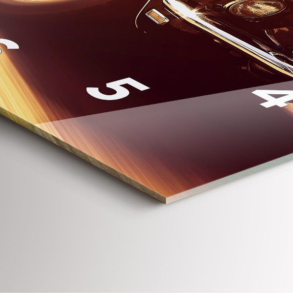 Skleněné hodiny čtvercové Klasické staré auto