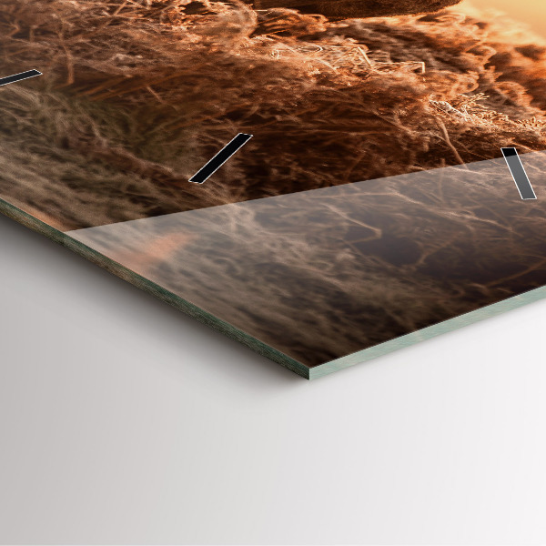 Skleněné hodiny čtvercové Jelen při východu slunce