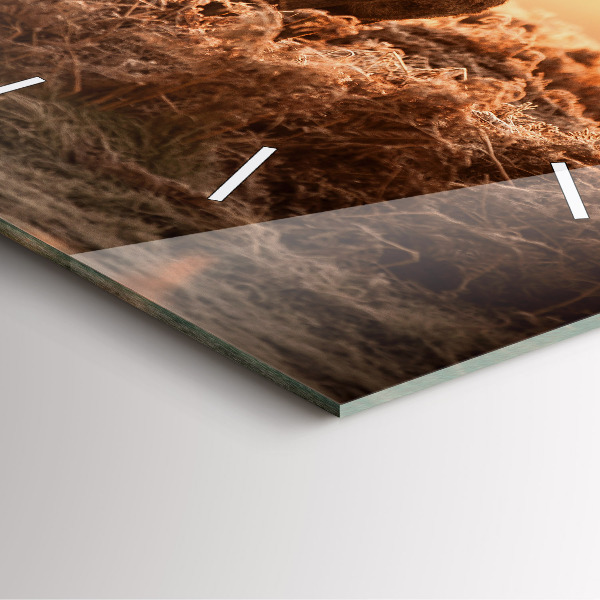 Skleněné hodiny čtvercové Jelen při východu slunce