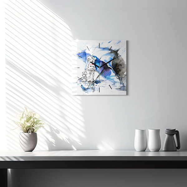 Skleněné hodiny čtvercové Dalmatin a deštník