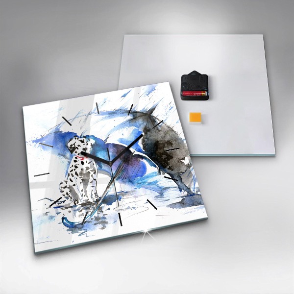 Skleněné hodiny čtvercové Dalmatin a deštník