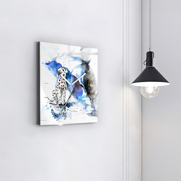 Skleněné hodiny čtvercové Dalmatin a deštník