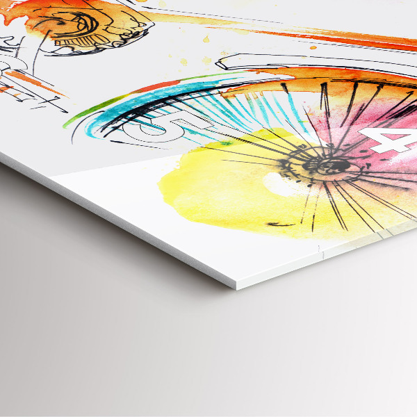 Skleněné hodiny čtvercové Malované jízdní kolo