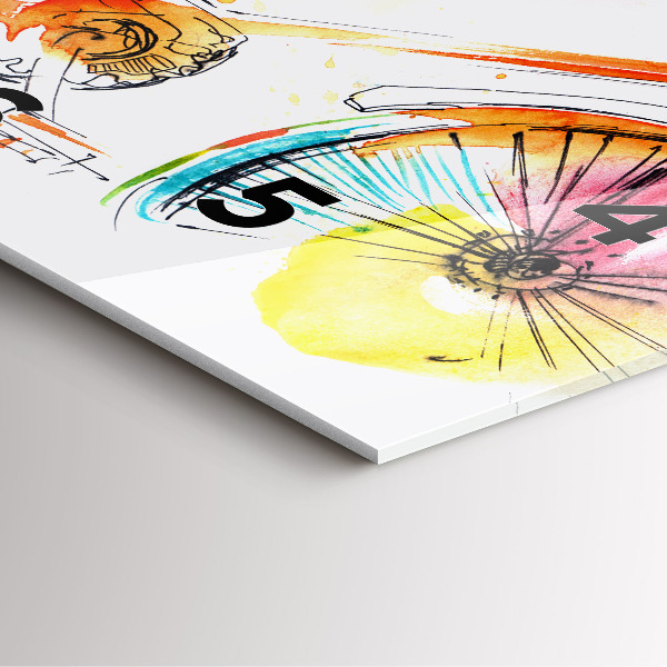 Skleněné hodiny čtvercové Malované jízdní kolo