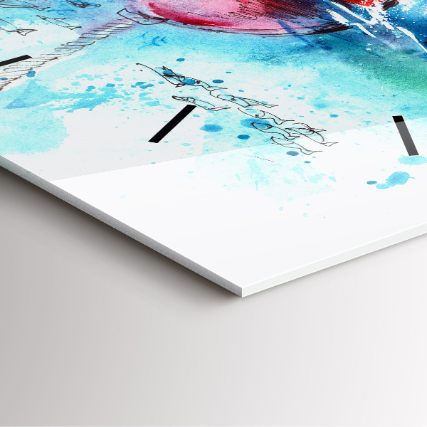 Skleněné hodiny čtvercové Malovaný racek