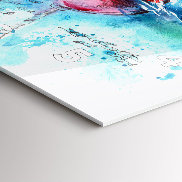 Skleněné hodiny čtvercové Malovaný racek