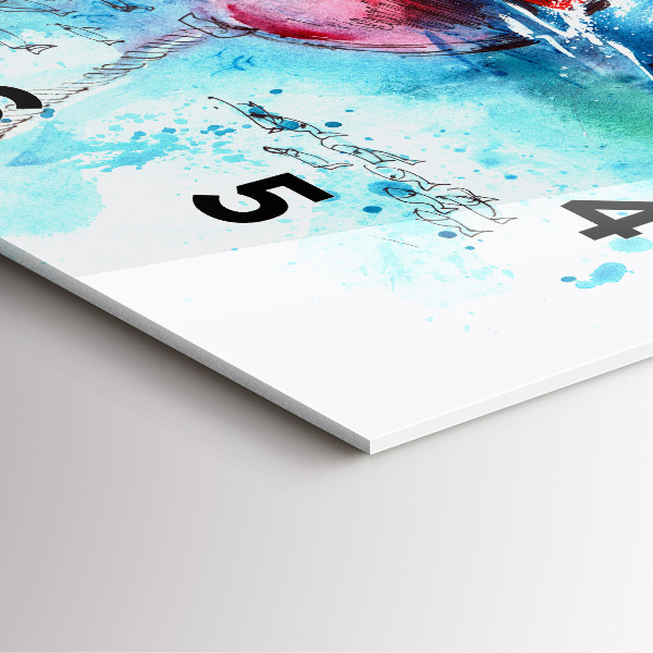 Skleněné hodiny čtvercové Malovaný racek