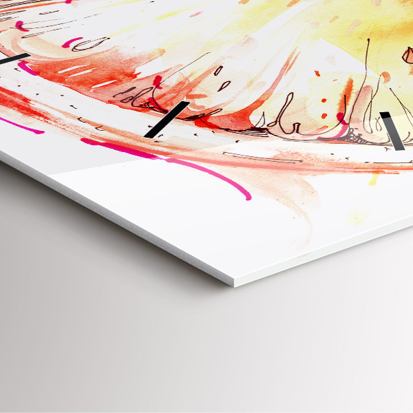 Skleněné hodiny čtvercové Malovaný pomeranč