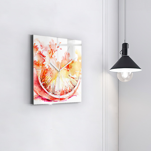 Skleněné hodiny čtvercové Malovaný pomeranč