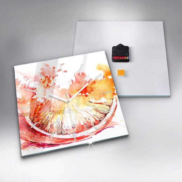 Skleněné hodiny čtvercové Malovaný pomeranč