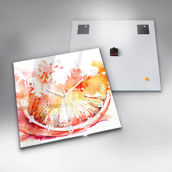 Skleněné hodiny čtvercové Malovaný pomeranč