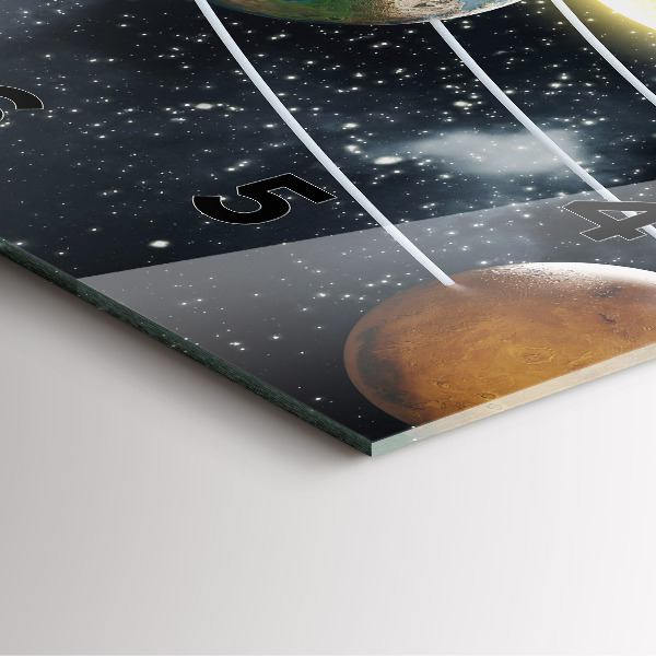 Skleněné hodiny čtvercové Sluneční soustava