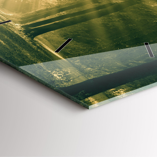 Skleněné hodiny čtvercové Sluneční paprsky Les