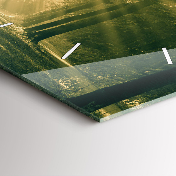 Skleněné hodiny čtvercové Sluneční paprsky Les