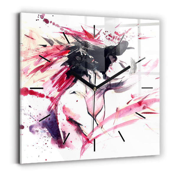 Skleněné hodiny čtvercové Abstraktní milenci