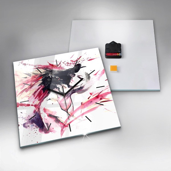 Skleněné hodiny čtvercové Abstraktní milenci