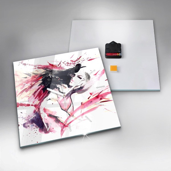 Skleněné hodiny čtvercové Abstraktní milenci