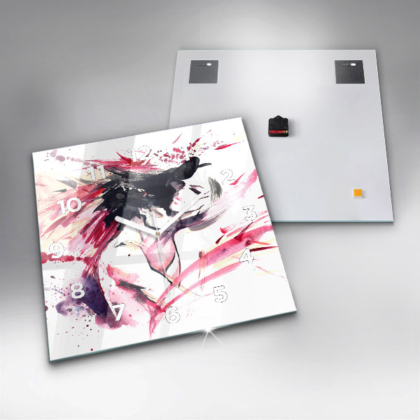 Skleněné hodiny čtvercové Abstraktní milenci