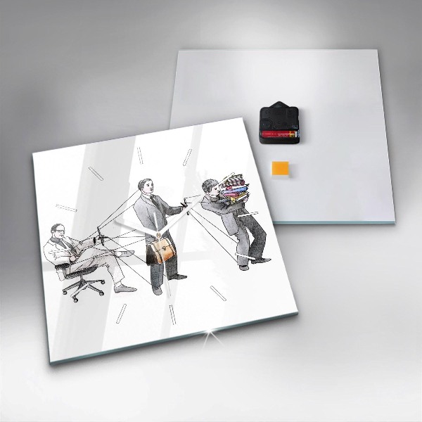 Skleněné hodiny čtvercové Marionety lidí