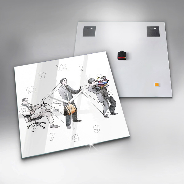 Skleněné hodiny čtvercové Marionety lidí