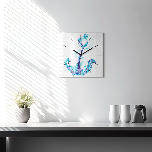 Skleněné hodiny čtvercové Mořská kotva