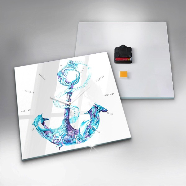 Skleněné hodiny čtvercové Mořská kotva