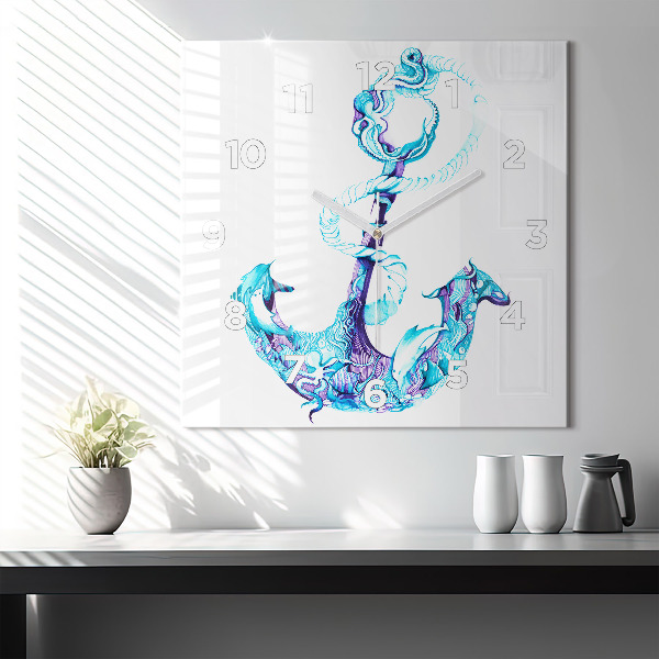 Skleněné hodiny čtvercové Mořská kotva