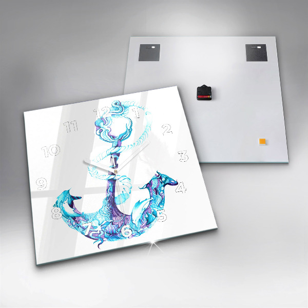 Skleněné hodiny čtvercové Mořská kotva