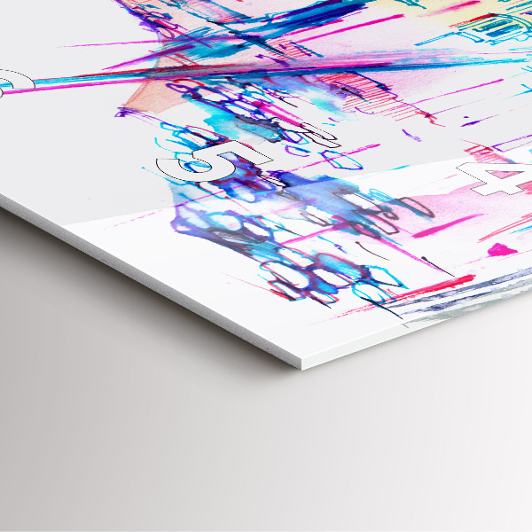 Skleněné hodiny čtvercové Deštník a město