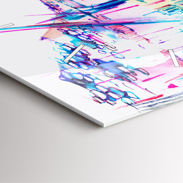 Skleněné hodiny čtvercové Deštník a město