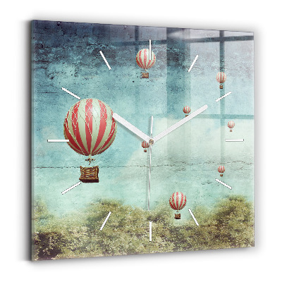 Skleněné hodiny čtvercové Malované balónky