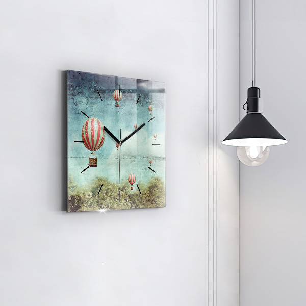 Skleněné hodiny čtvercové Malované balónky