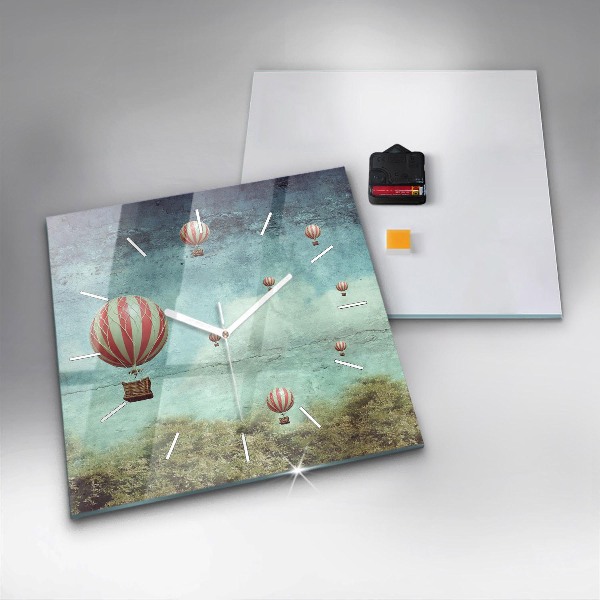 Skleněné hodiny čtvercové Malované balónky