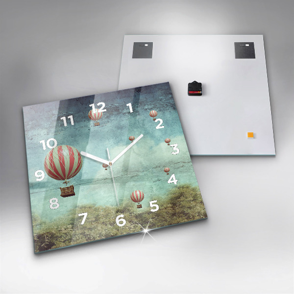 Skleněné hodiny čtvercové Malované balónky