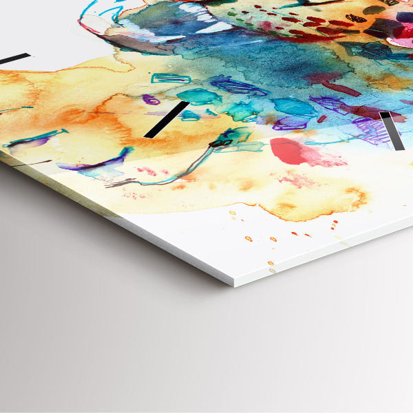 Skleněné hodiny čtvercové Divoká kočka abstraktní